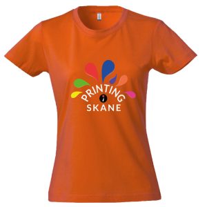 Dam T-shirt, basic, rund hals, blodapelsin