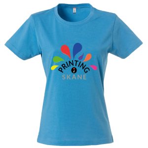 Dam T-shirt, basic, rund hals, turkos