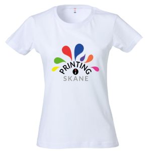 Dam T-shirt, basic, rund hals, vit
