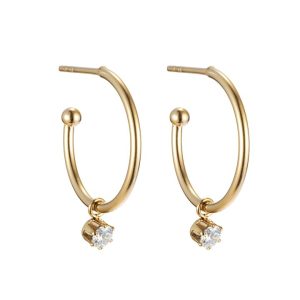 By Jolima – Stålörhänge Crystal hoop stål/guld