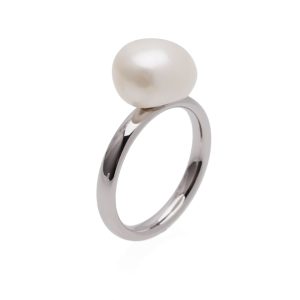 Bud to Rose- Stålring Pearl stål/guld