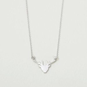 Halskedja, Motiv Hjorthuvud, Guldfärg, Silverfärg