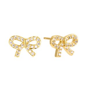 By Jolima – Stålörhänge Crystal bow guld/silver