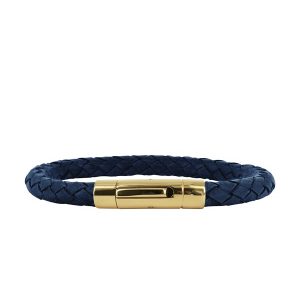arock -Läderarmband Izar Navy stål/guld