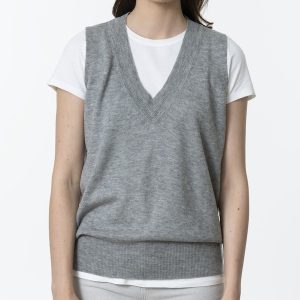 V-ringad väst i merinoull