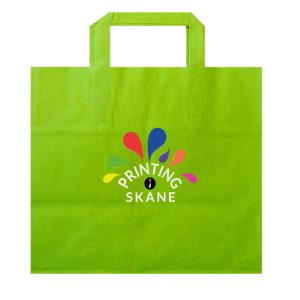 Take-Away, bärkasse, papperskasse med platta handtag, limegrön, B 25 x H 25 x D 17 cm