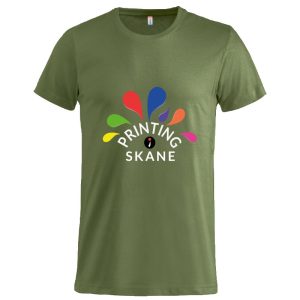 Herr T-shirt, basic, rund hals, armégrön