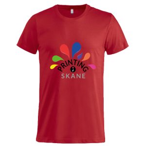 Herr T-shirt, basic, rund hals, röd